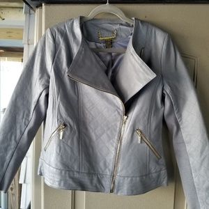 Faux grey leather jacket NEVER WORN